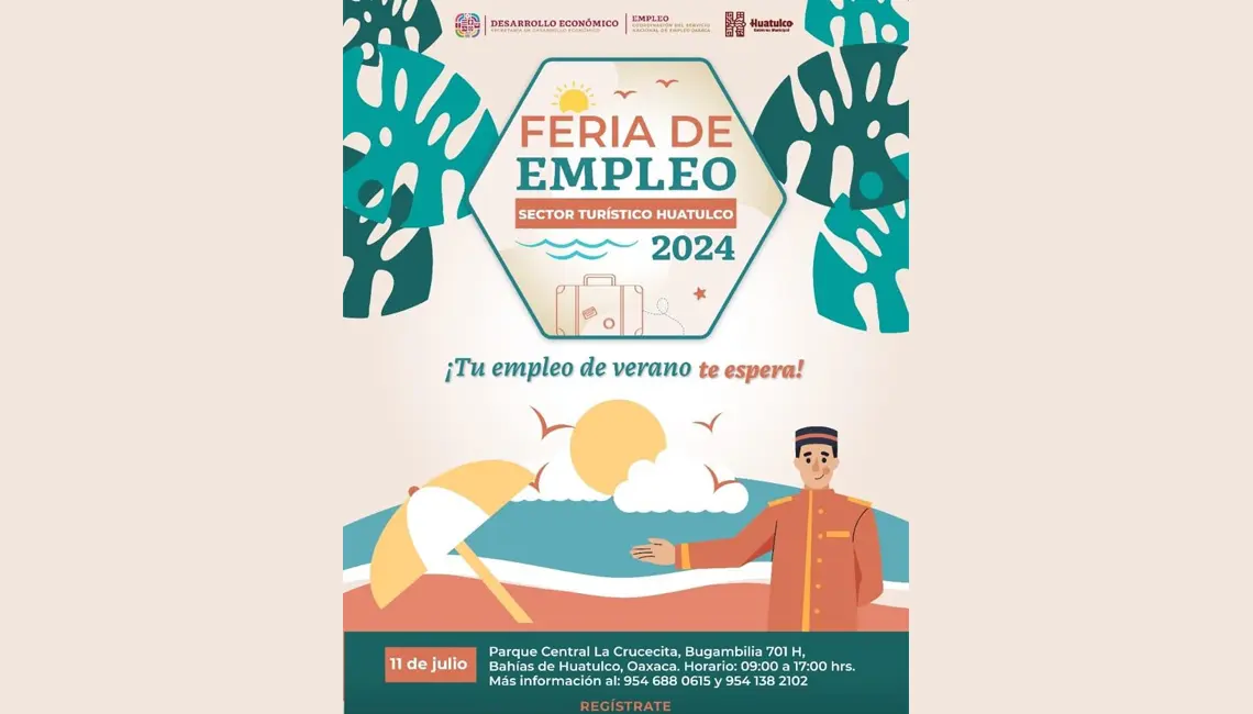 Feria de Empleo Sector Turístico Huatulco 2024, imagen de invitación