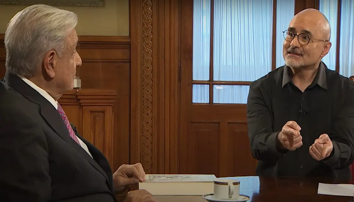 López Obrador y Monero Hernández, en una entrevista en Palacio Nacional.