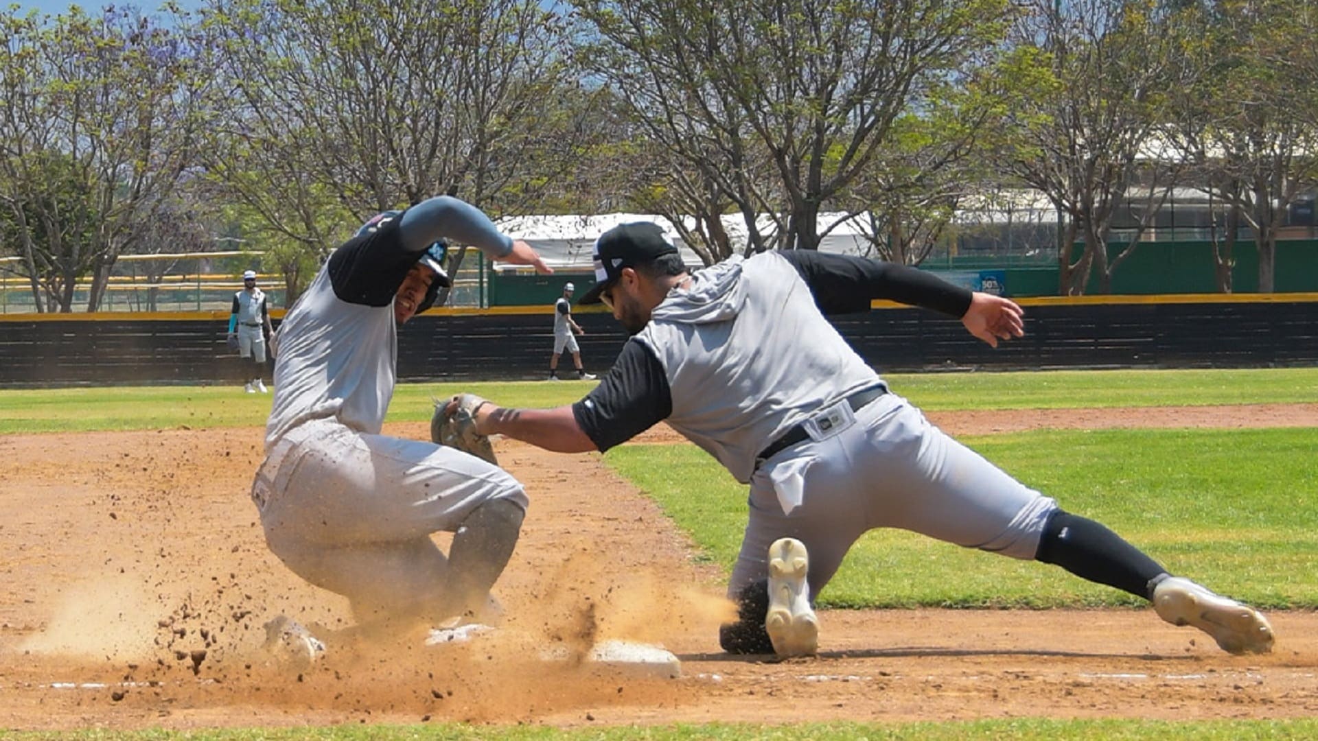 Jugadores de Guerreros de Oaxaca de la Liga Mexicana de Beisbol con uniforme gris en entrenamiento 2026.