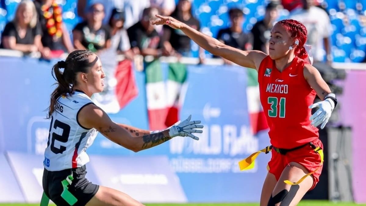 Escena de un partido de la selección mexicana de Flag Football en el Mundial