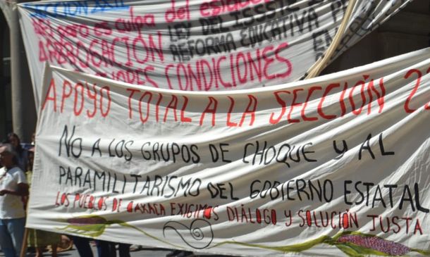CNTE protesta durante informe de Sheinbaum en Oaxaca y anuncia nuevas movilizaciones