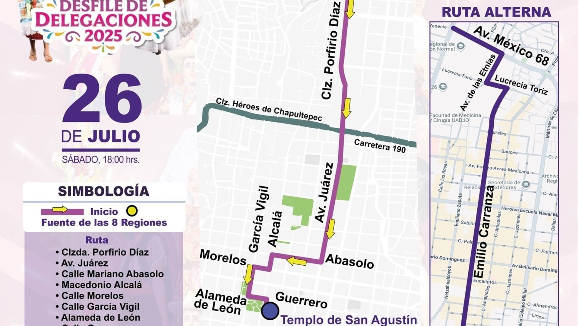 Toma precauciones: Así será la ruta del segundo desfile de delegaciones 2025